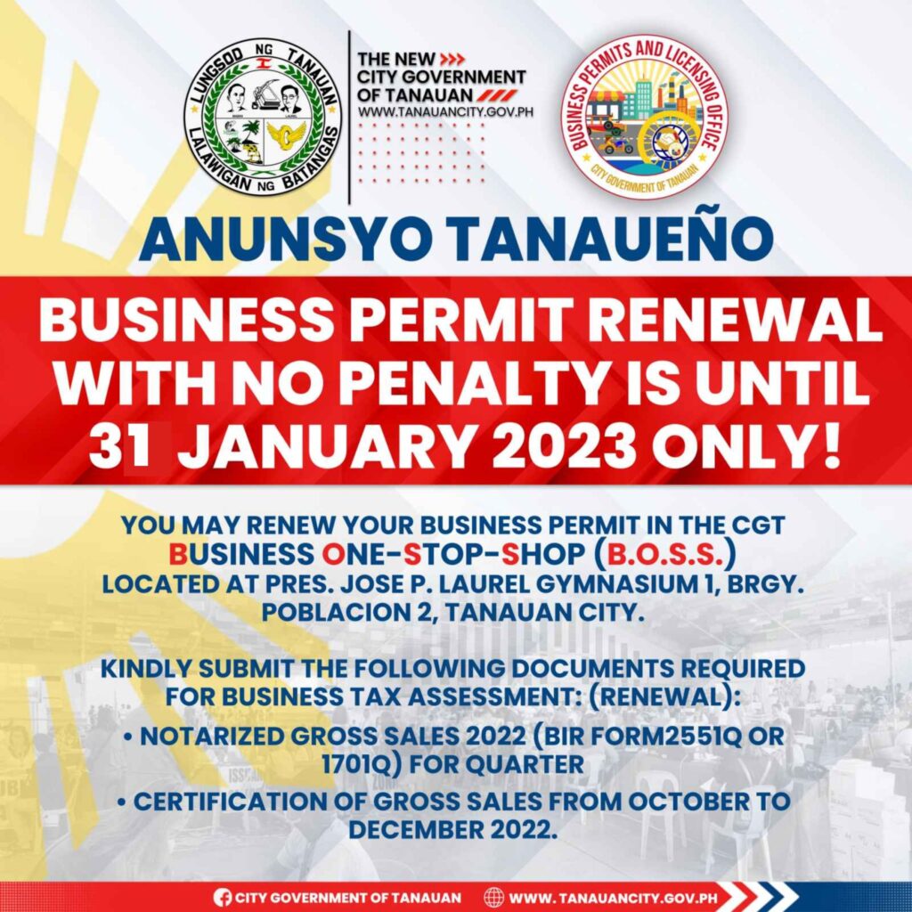 ANUNSYO TANAUEÑO | BUSINESS PERMIT RENEWAL With NO PENALTY IS NOW ...